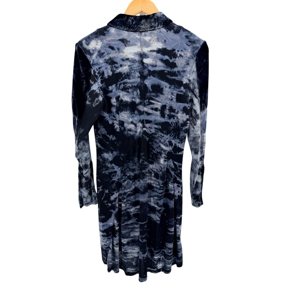 Soft Surroundings Velvet Trim Tie Dye Zip Up Long Sleeve Dress Dark Academia S - Picture 2 of 7